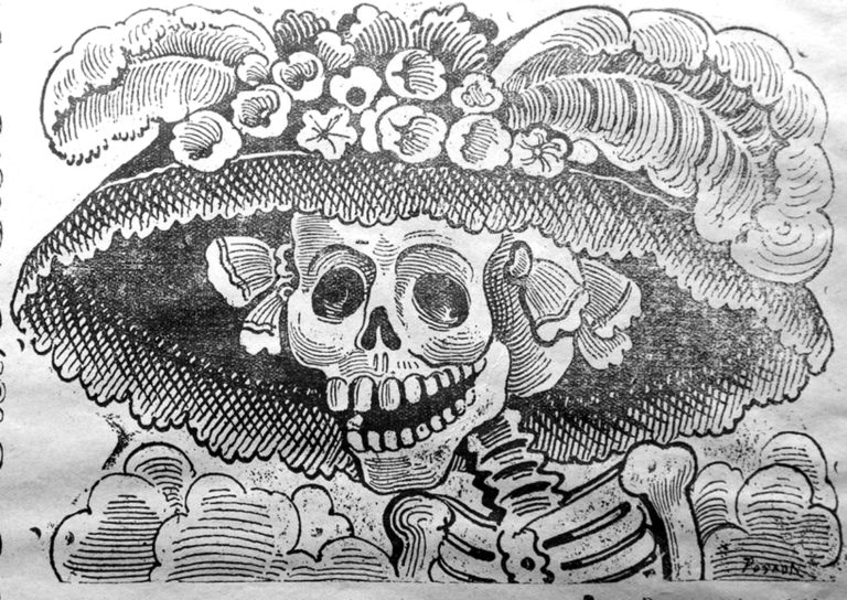 La Calavera Catrina original 1910 illustration by José Guadalupe Posada for Dia de los Muertos lesson
