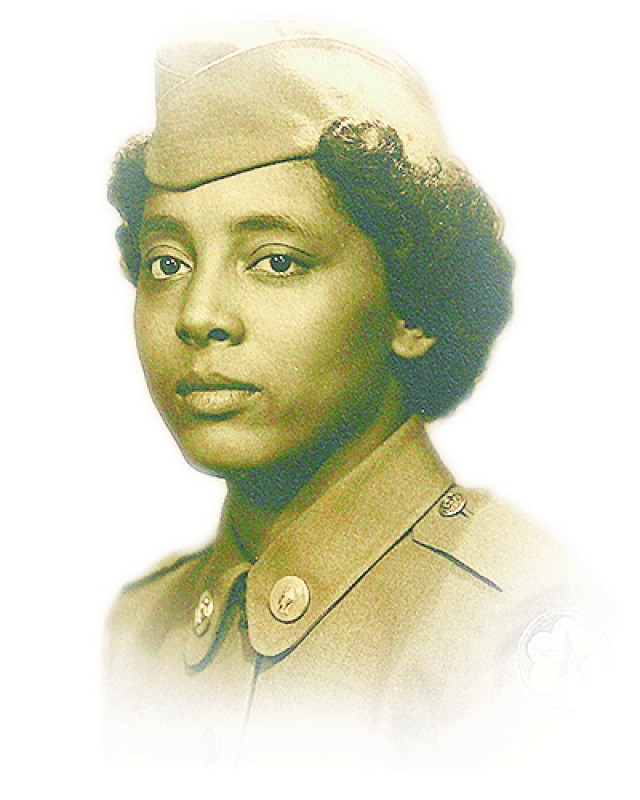 Portrait of Private First Class Sarah Louise Keys in her Women's Army Corps uniform, 1952