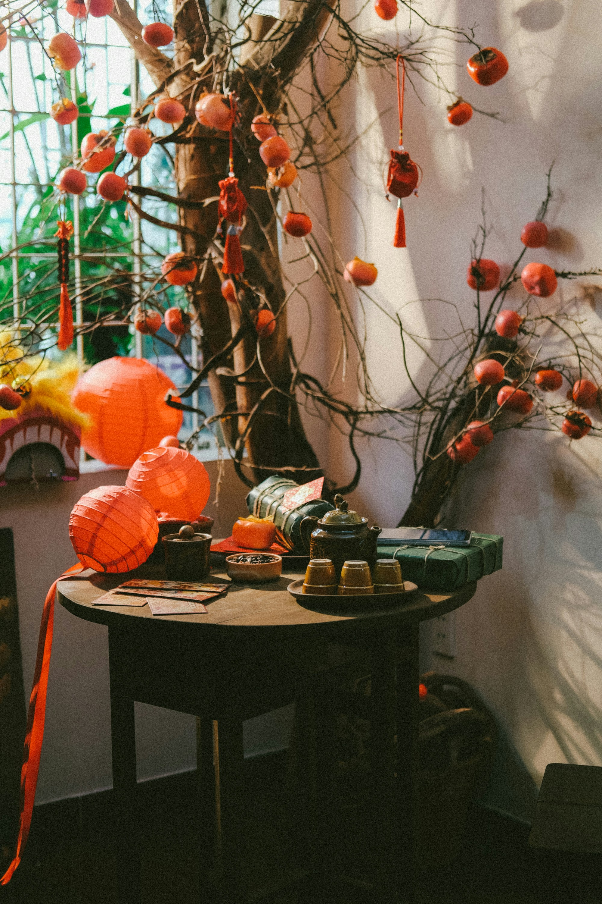 Traditional Vietnamese Tet foods displayed on a festive table