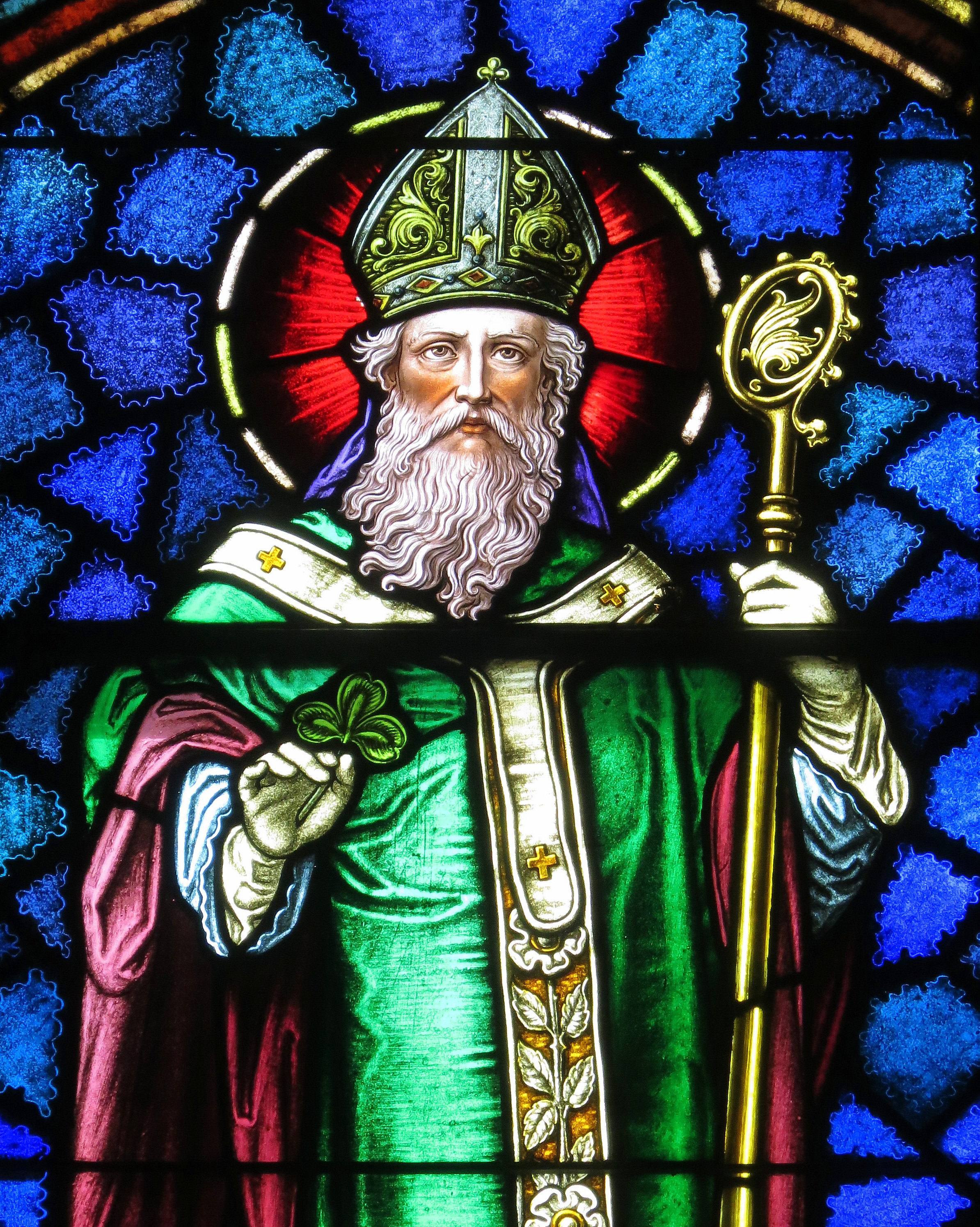 St. Patrick stained glass panel
