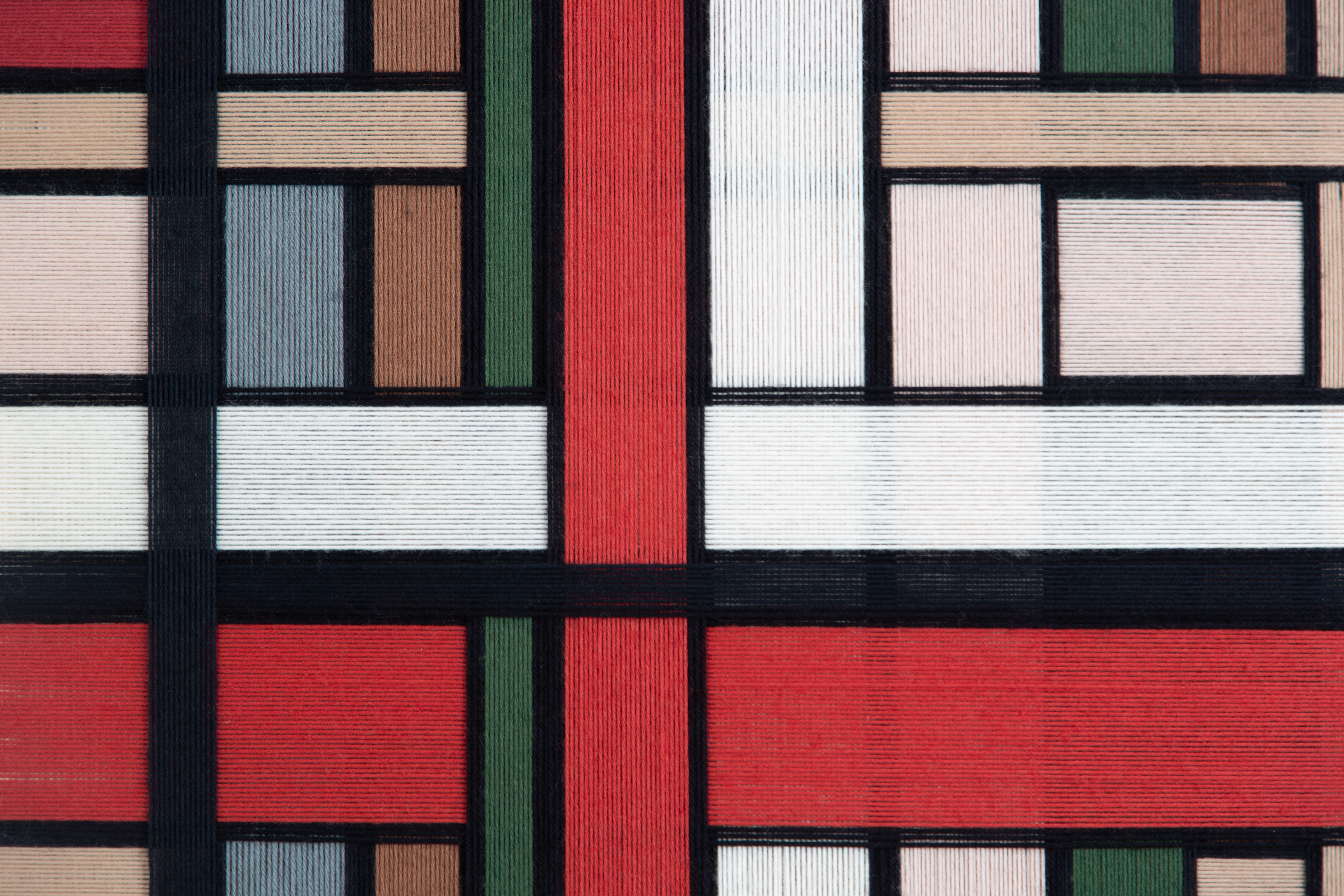 Close-up of merino wool threads in the Home artwork