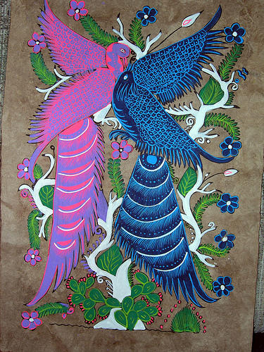 Painting on amate by Citlalli Arreguín