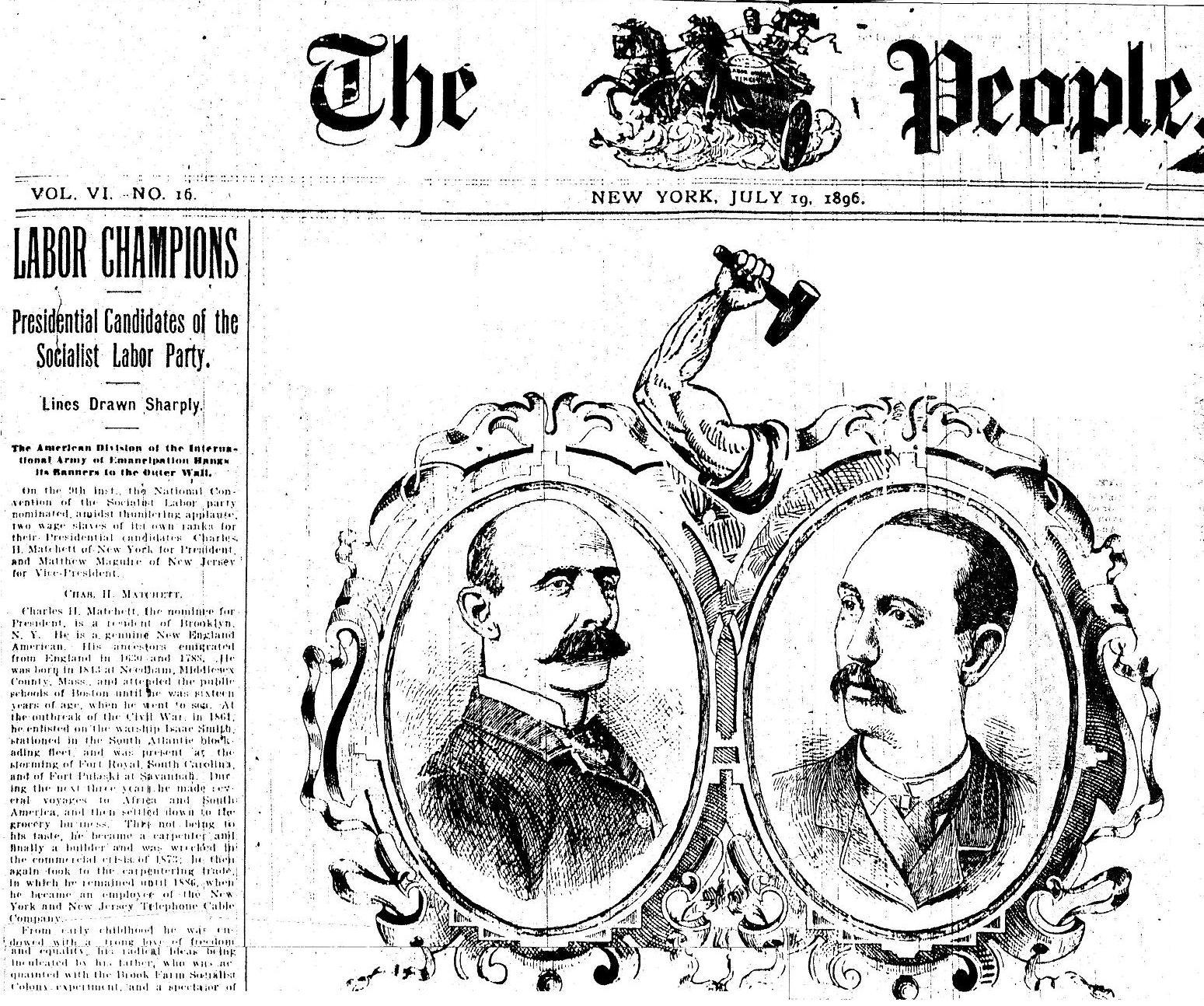 Engraved portraits of Charles H. Matchett and Matthew Maguire.