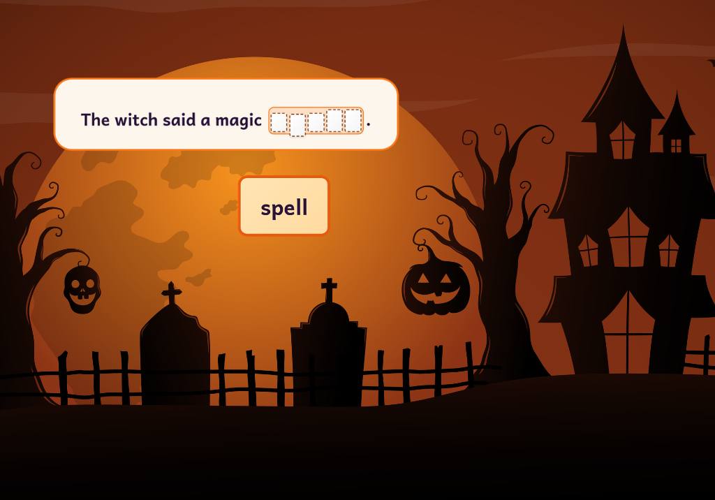 Help Wormly Find the Spooky Word for Halloween Sentences!